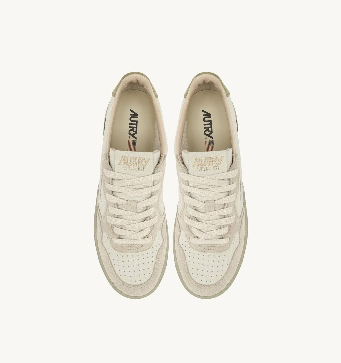 SNEAKERS MEDALIST LOW TRICOLOR IN SUEDE SAND BEIGE E GREY GREEN