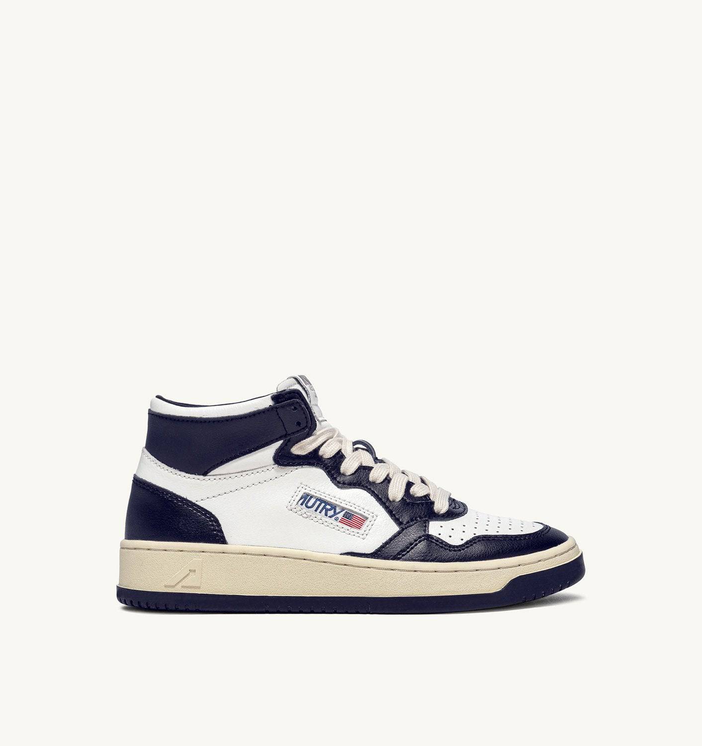SNEAKERS MEDALIST MID BICOLOR IN PELLE BIANCA E BLU