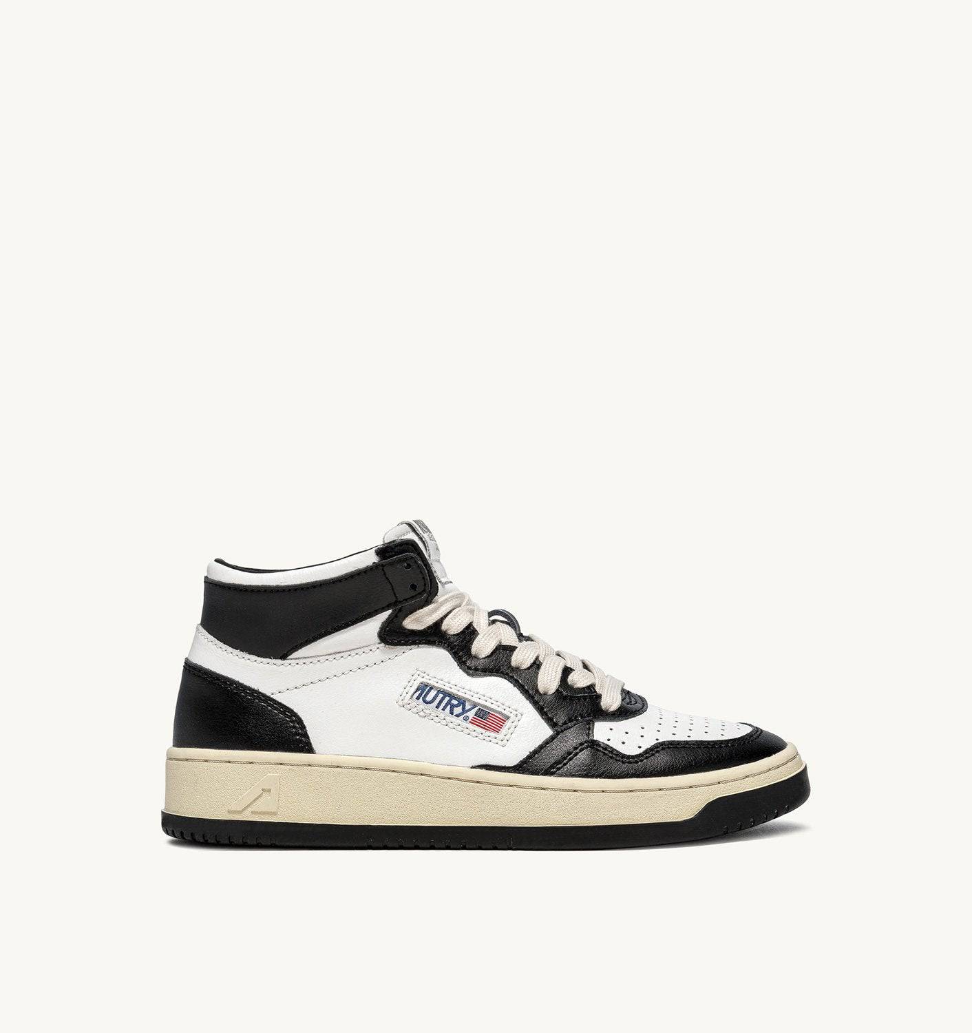 SNEAKERS MEDALIST MID BICOLOR IN PELLE BIANCA E NERA