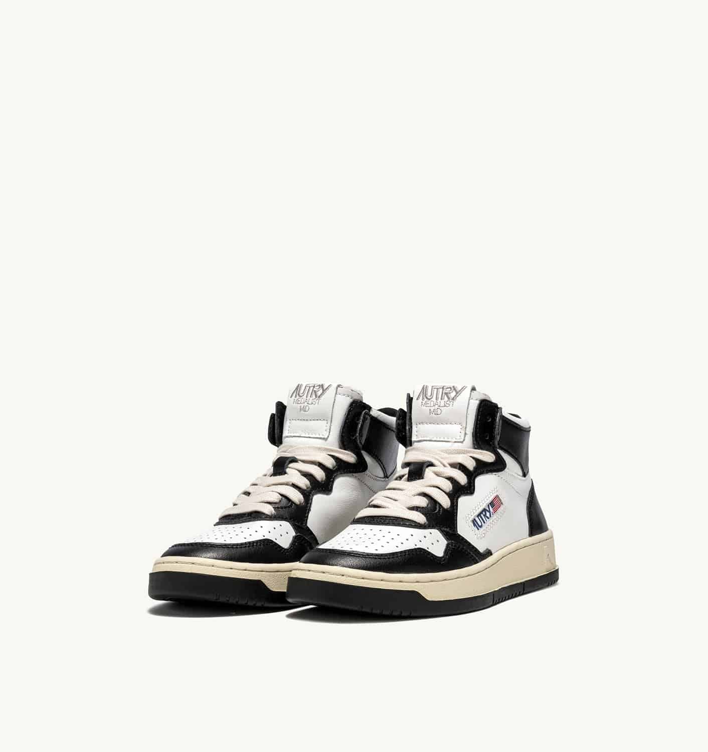 SNEAKERS MEDALIST MID BICOLOR IN PELLE BIANCA E NERA