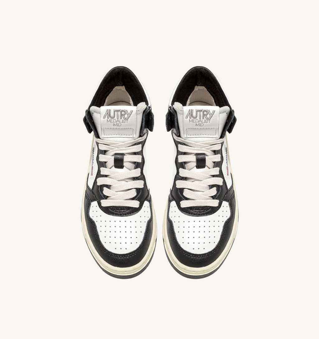 SNEAKERS MEDALIST MID BICOLOR IN PELLE BIANCA E NERA