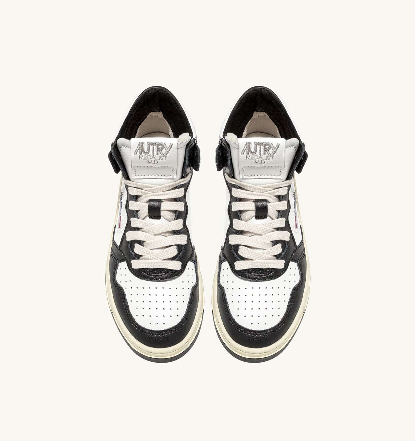 SNEAKERS MEDALIST MID BICOLOR IN PELLE BIANCA E NERA