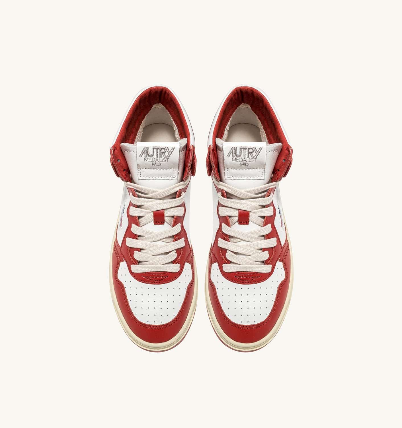 SNEAKERS MEDALIST MID BICOLOR IN PELLE BIANCA E ROSSA