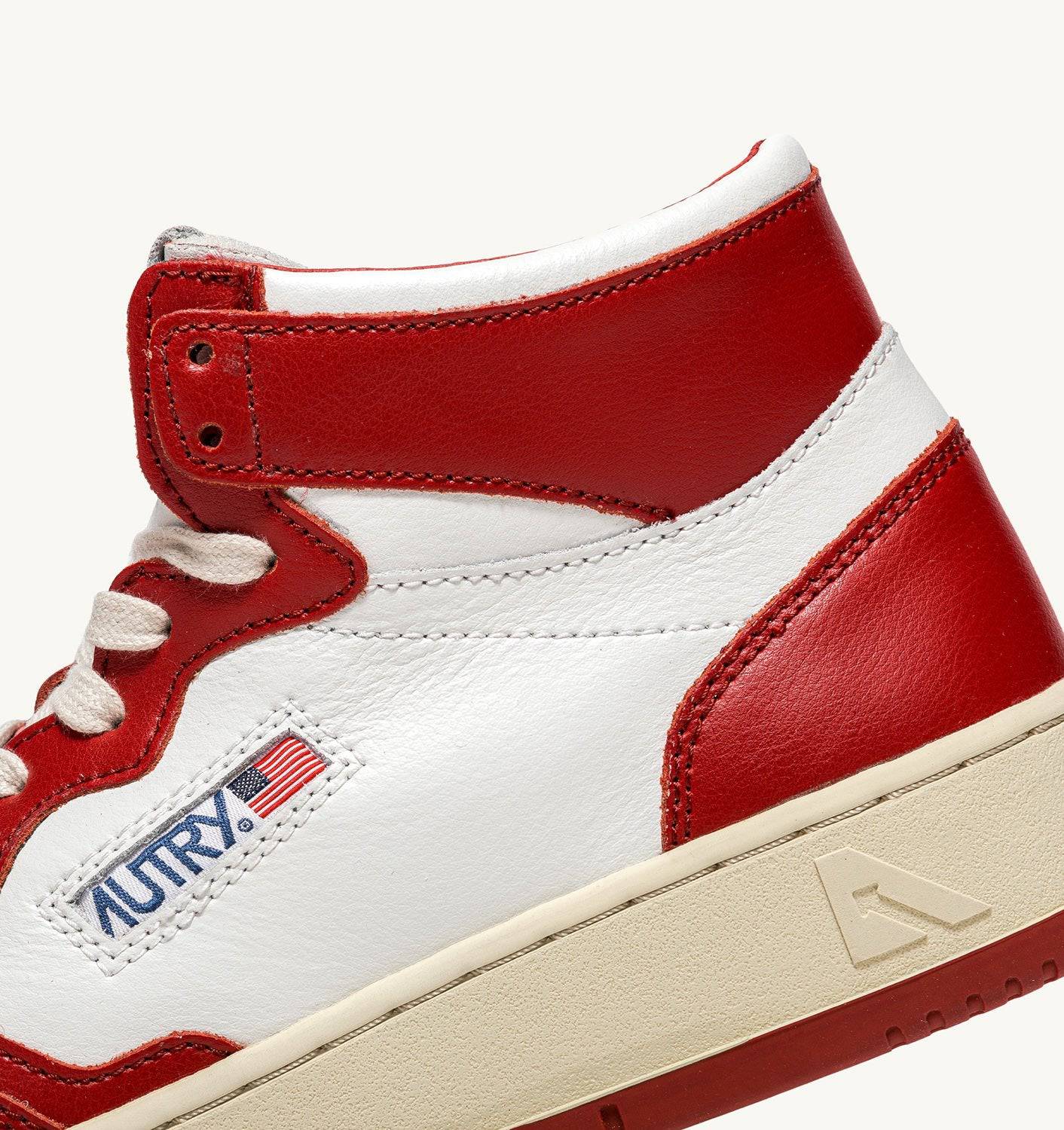 SNEAKERS MEDALIST MID BICOLOR IN PELLE BIANCA E ROSSA