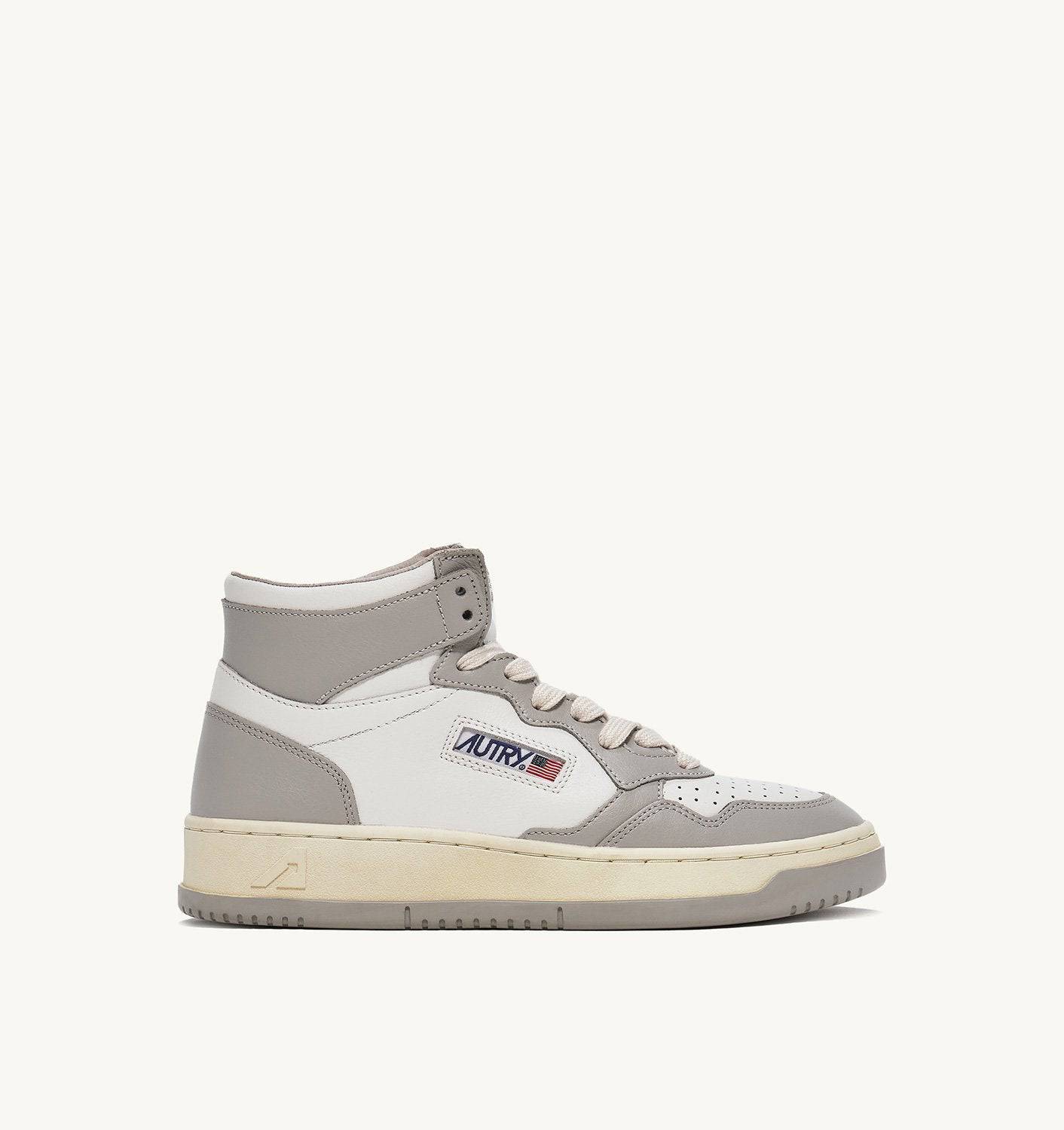 SNEAKERS MEDALIST MID BICOLOR IN PELLE BIANCA E VAPOR