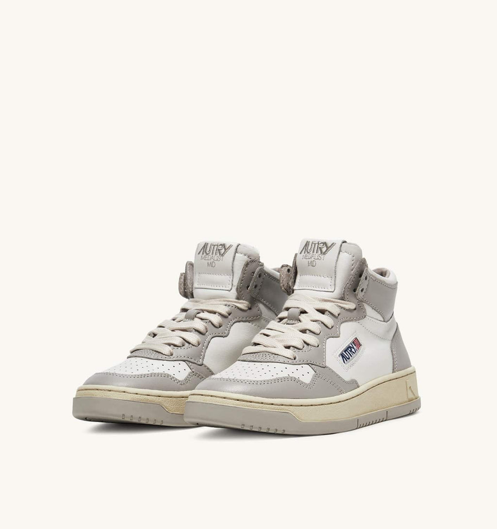SNEAKERS MEDALIST MID BICOLOR IN PELLE BIANCA E VAPOR