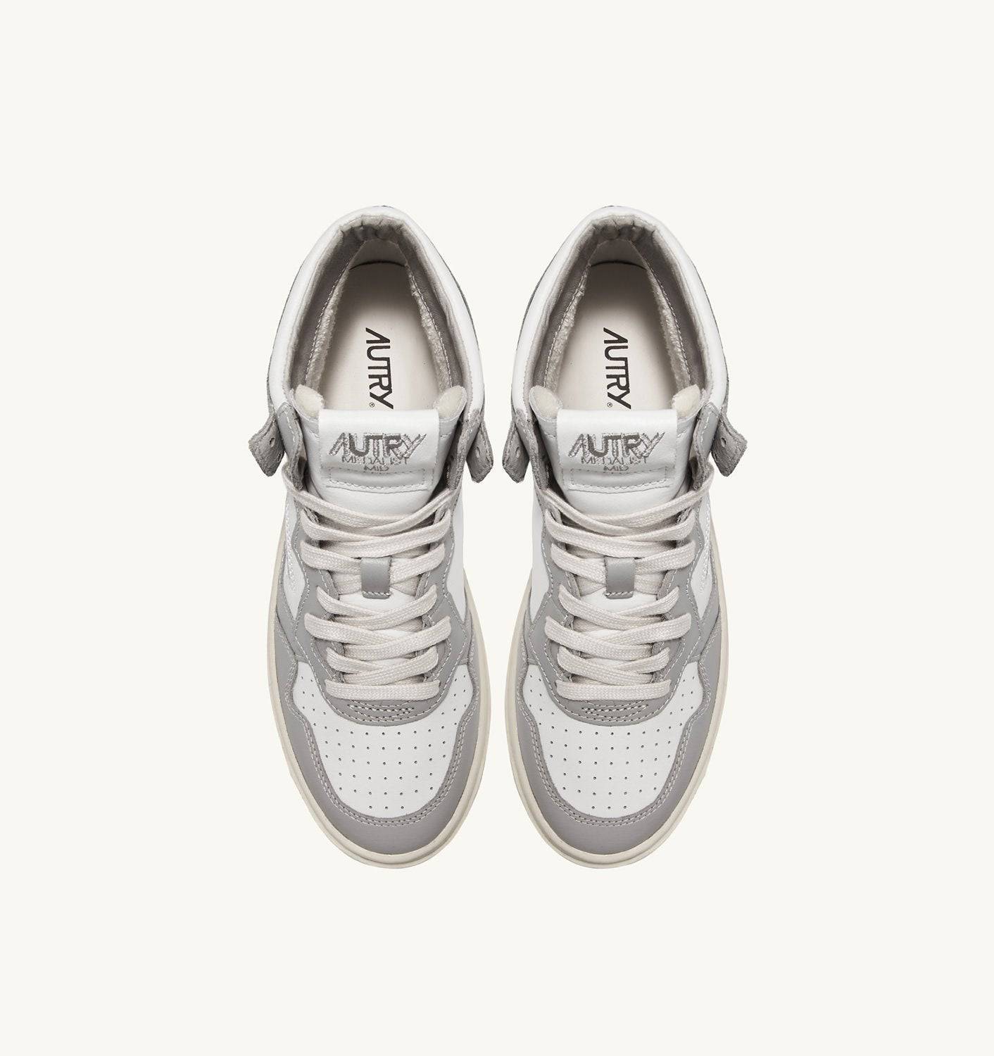 SNEAKERS MEDALIST MID BICOLOR IN PELLE BIANCA E VAPOR