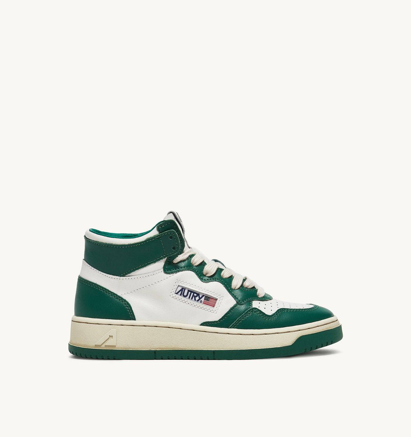 SNEAKERS MEDALIST MID BICOLOR IN PELLE BIANCA E VERDE