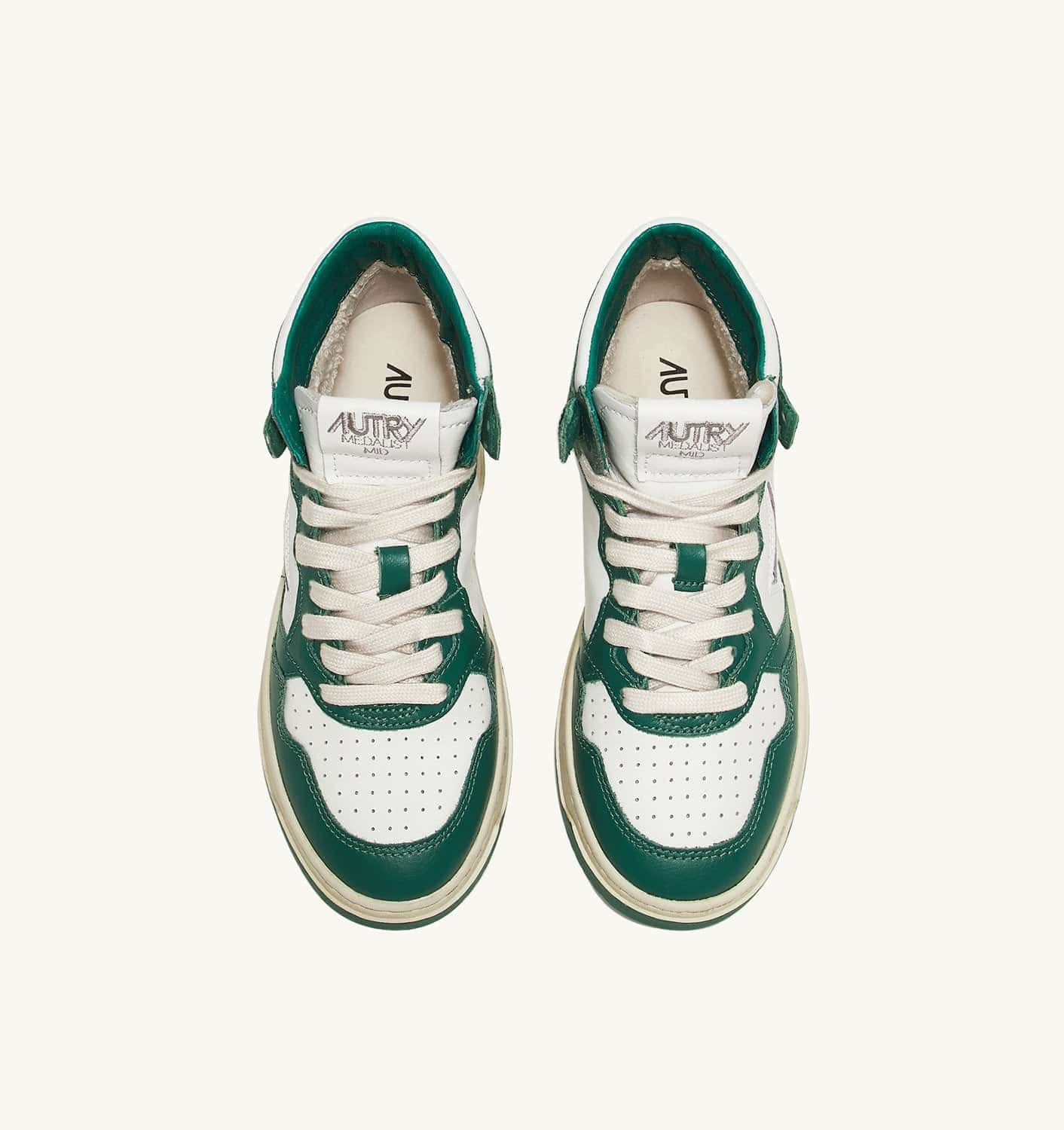 SNEAKERS MEDALIST MID BICOLOR IN PELLE BIANCA E VERDE