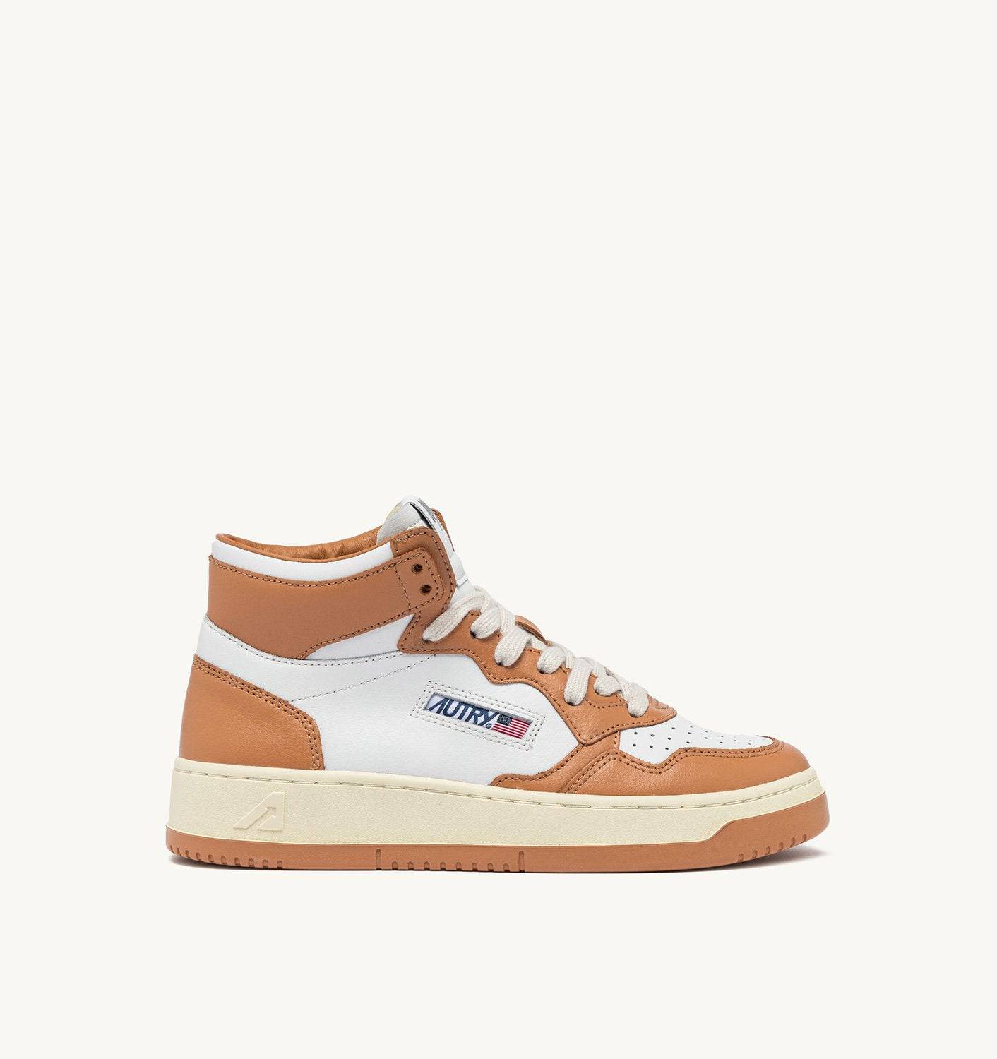 SNEAKERS MEDALIST MID BICOLOR IN PELLE COLORE BIANCO E SANDSTORM