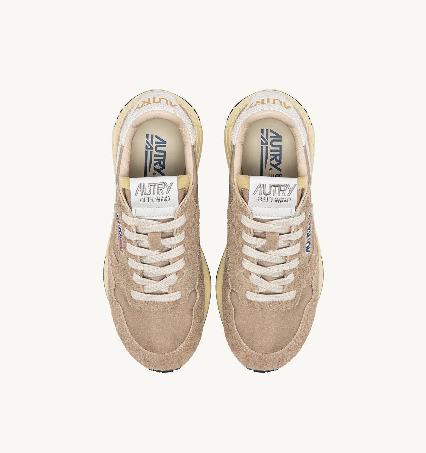 SNEAKERS REELWIND LOW IN NYLON E SUEDE PEPPER E BIANCA