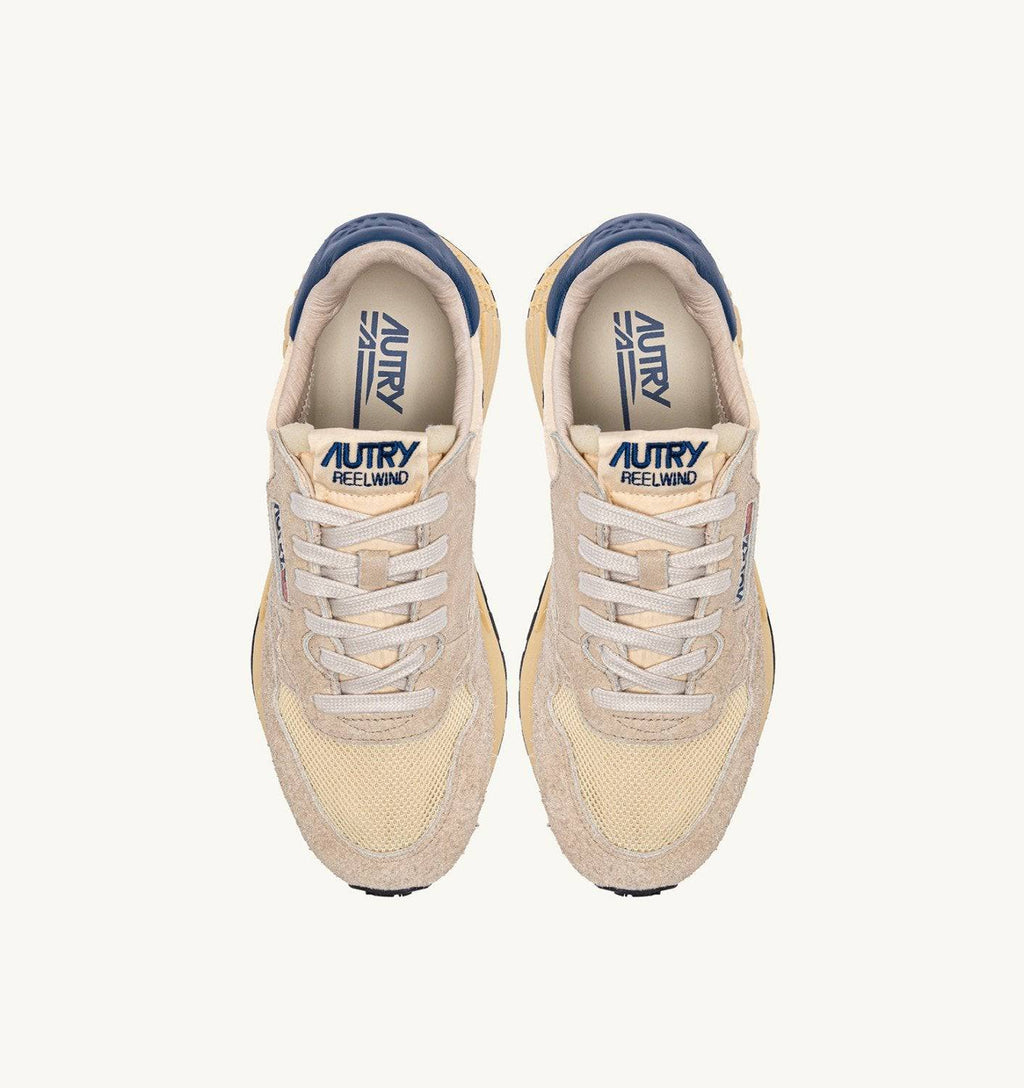 SNEAKERS REELWIND LOW IN NYLON SUEDE E PELLE ECRU' E ENSIGN BLUE