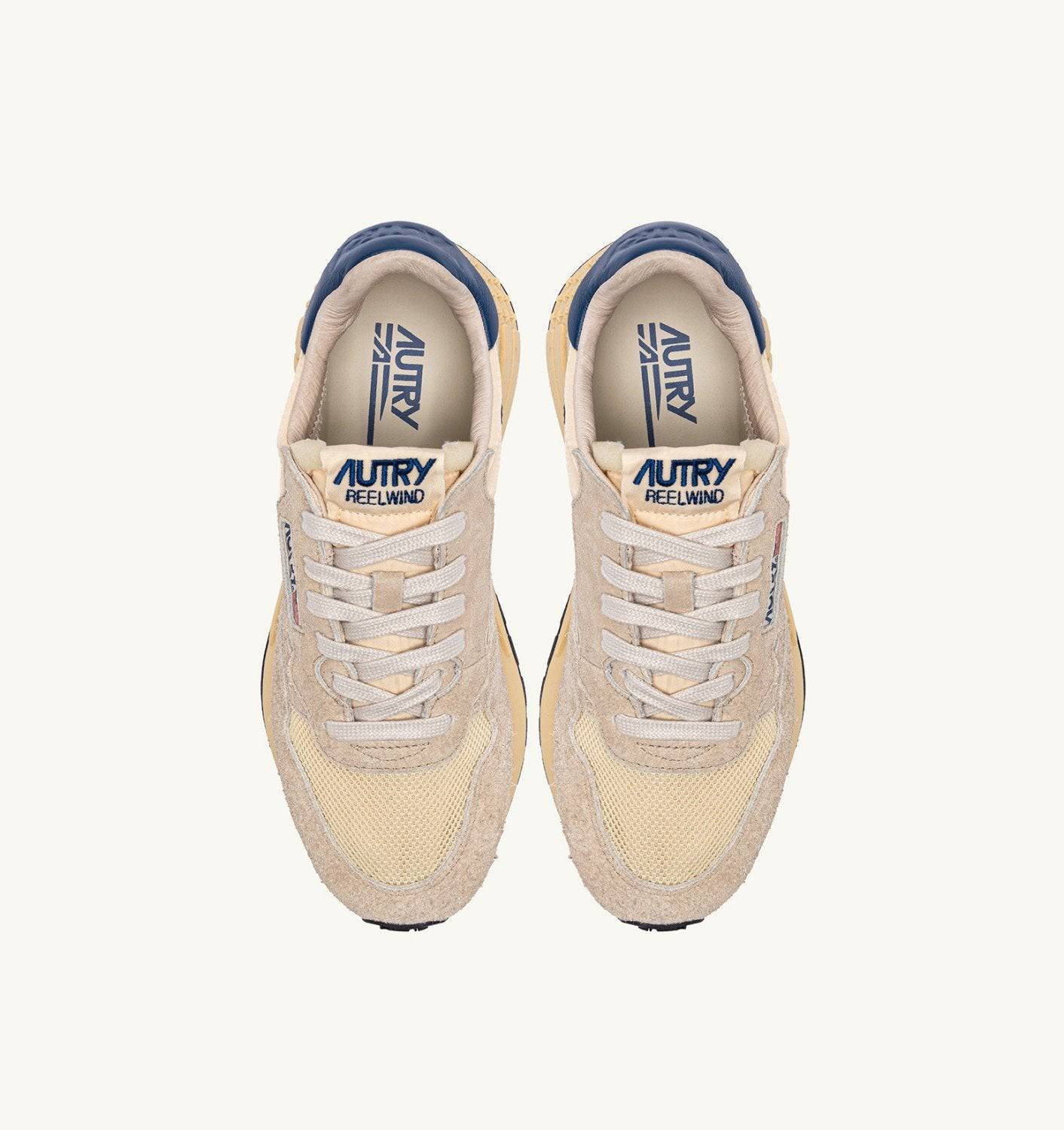 SNEAKERS REELWIND LOW IN NYLON SUEDE E PELLE ECRU' E ENSIGN BLUE