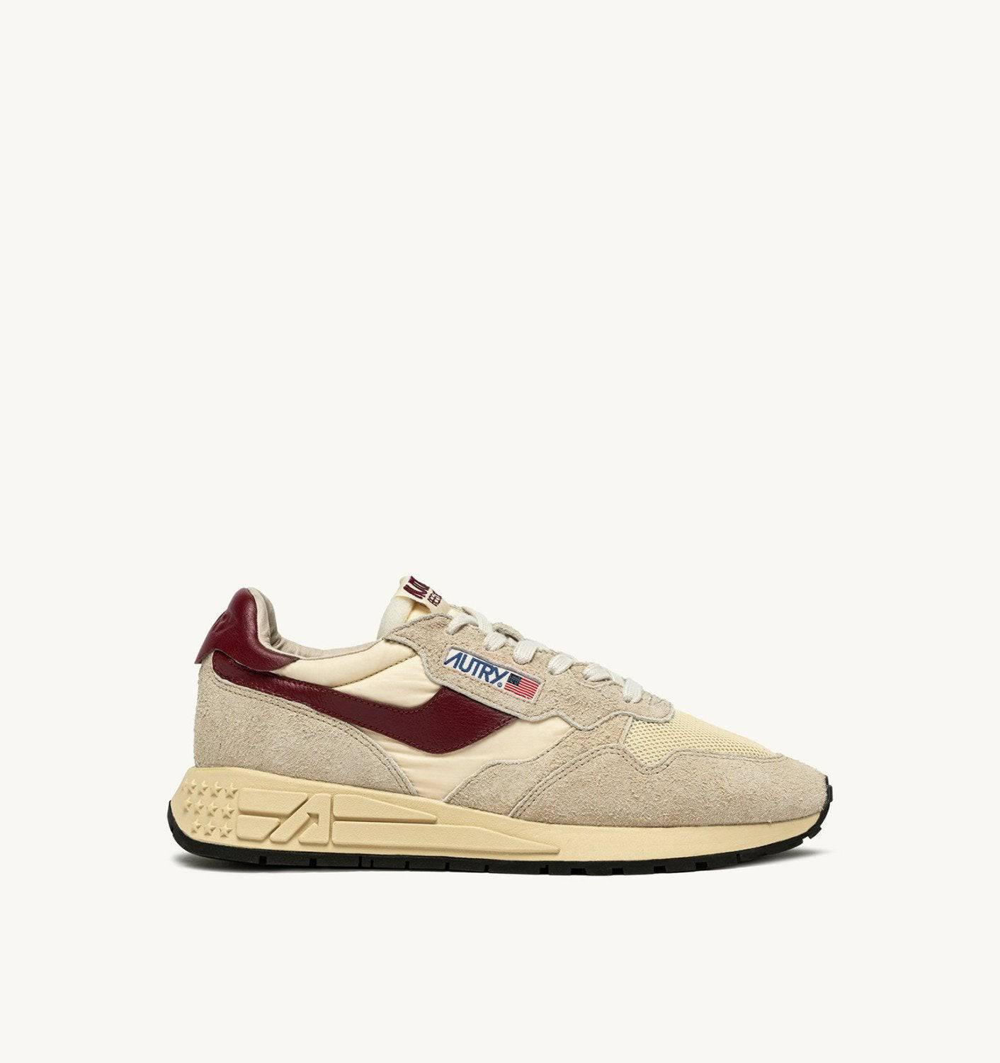 SNEAKERS REELWIND LOW IN NYLON SUEDE E PELLE ECRU' E RUBY WINE