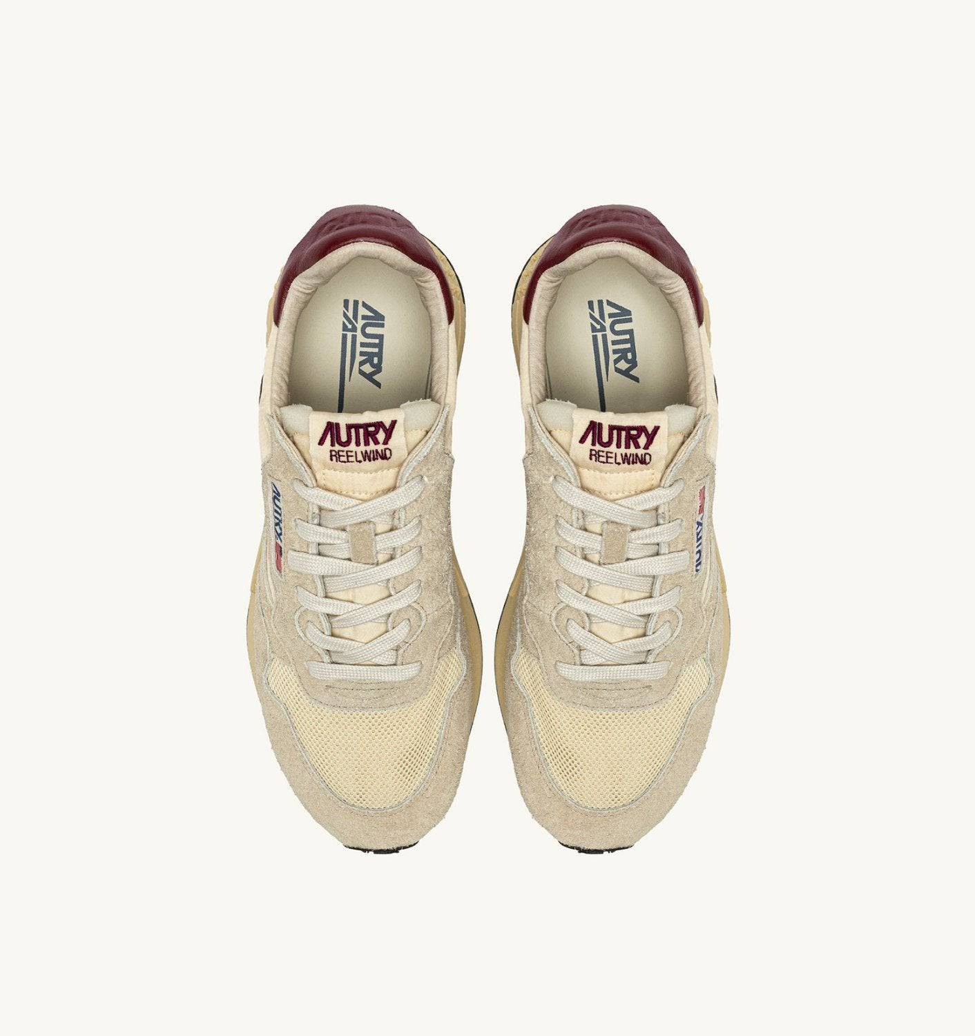 SNEAKERS REELWIND LOW IN NYLON SUEDE E PELLE ECRU' E RUBY WINE