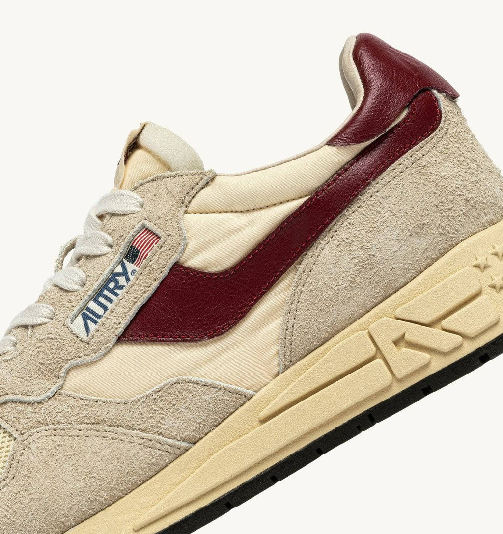 SNEAKERS REELWIND LOW IN NYLON SUEDE E PELLE ECRU' E RUBY WINE