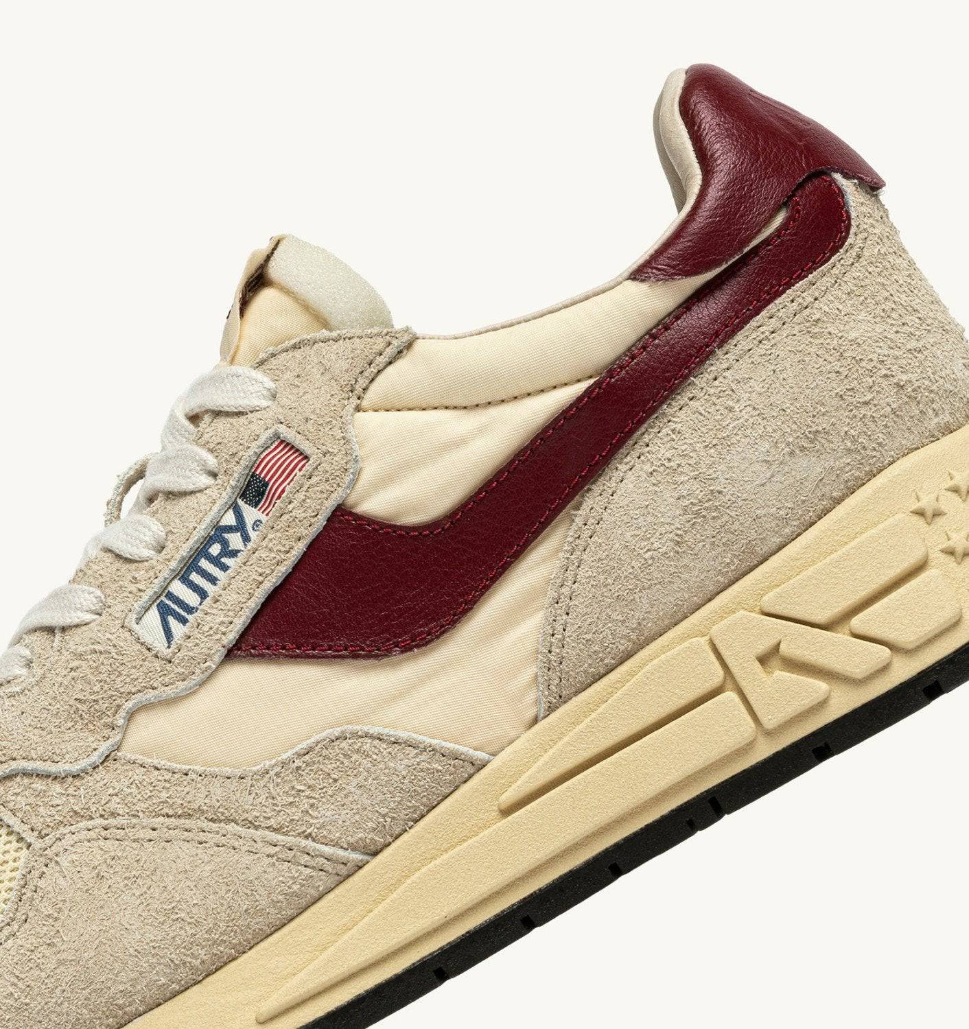 SNEAKERS REELWIND LOW IN NYLON SUEDE E PELLE ECRU' E RUBY WINE