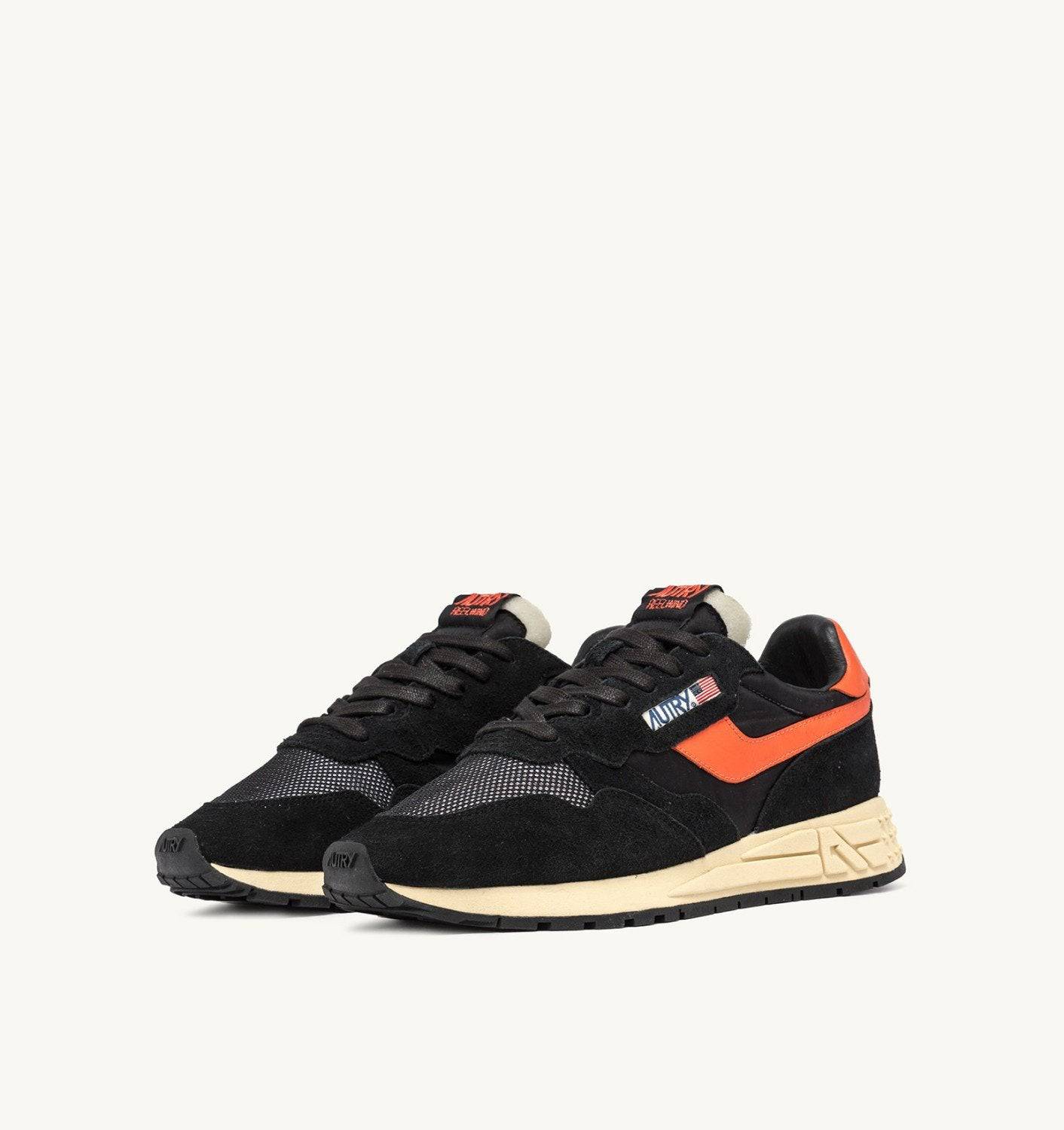 SNEAKERS REELWIND LOW IN SUEDE E NYLON COLORE NERO E ARANCIO