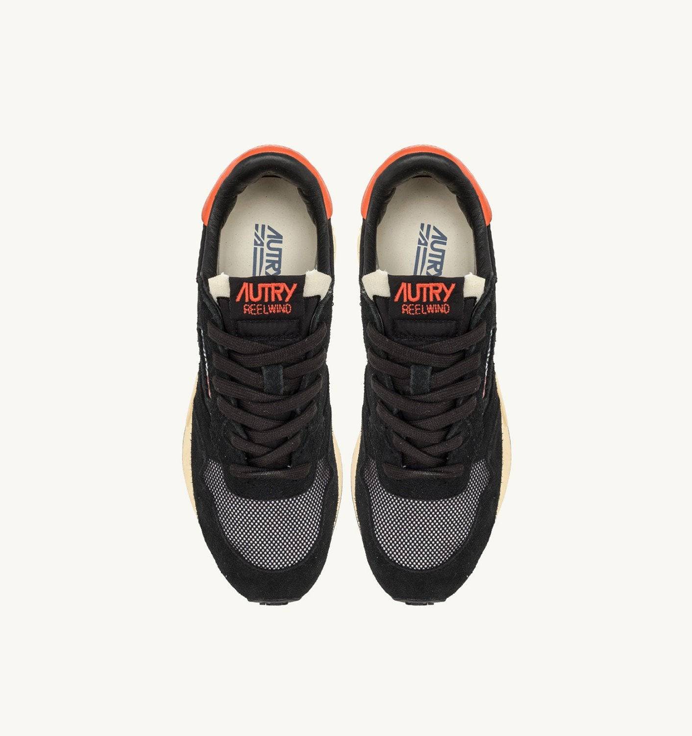 SNEAKERS REELWIND LOW IN SUEDE E NYLON COLORE NERO E ARANCIO