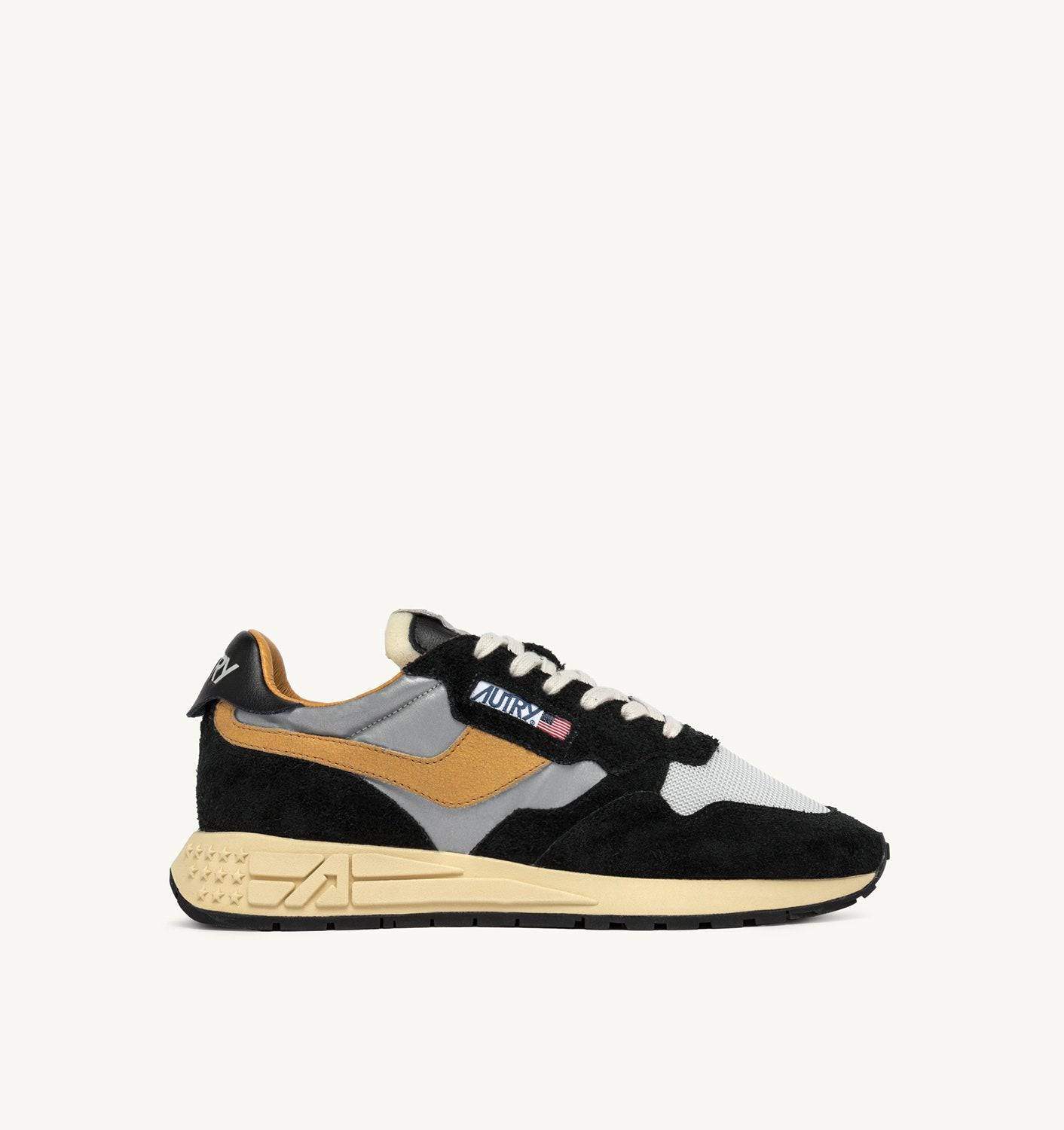 SNEAKERS REELWIND LOW IN SUEDE NERO E NYLON RIFLETTENTE