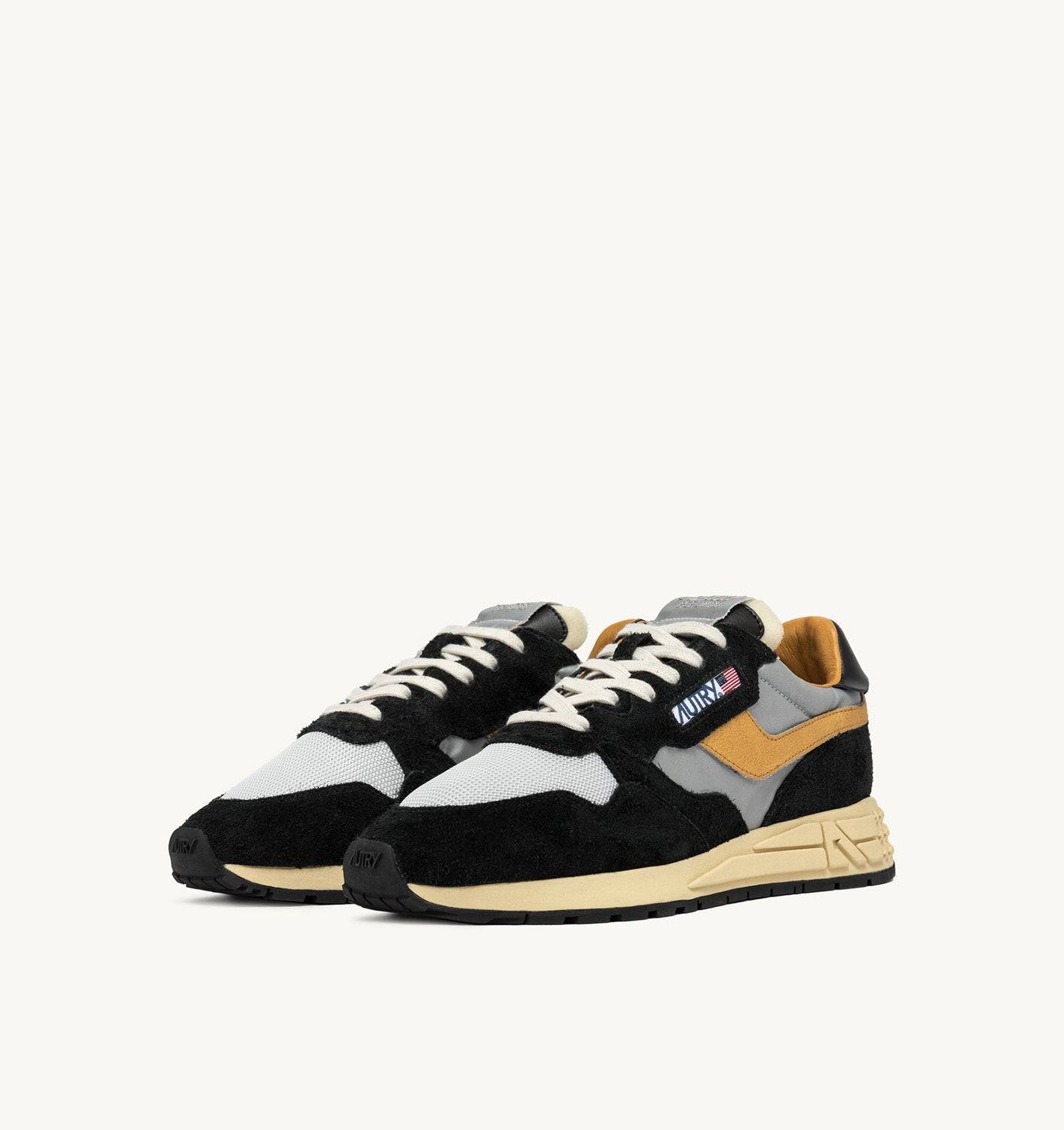 SNEAKERS REELWIND LOW IN SUEDE NERO E NYLON RIFLETTENTE