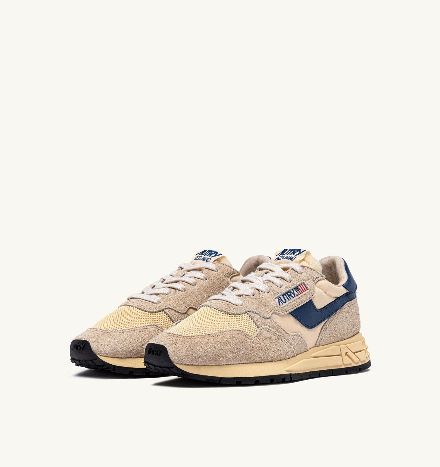 SNEAKERS REELWIND LOW IN NYLON SUEDE E PELLE ECRU' E ENSIGN BLUE