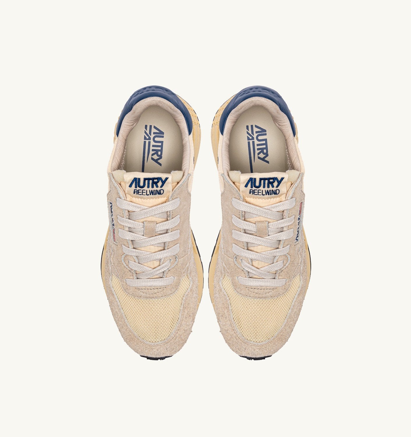 SNEAKERS REELWIND LOW IN NYLON SUEDE E PELLE ECRU' E ENSIGN BLUE