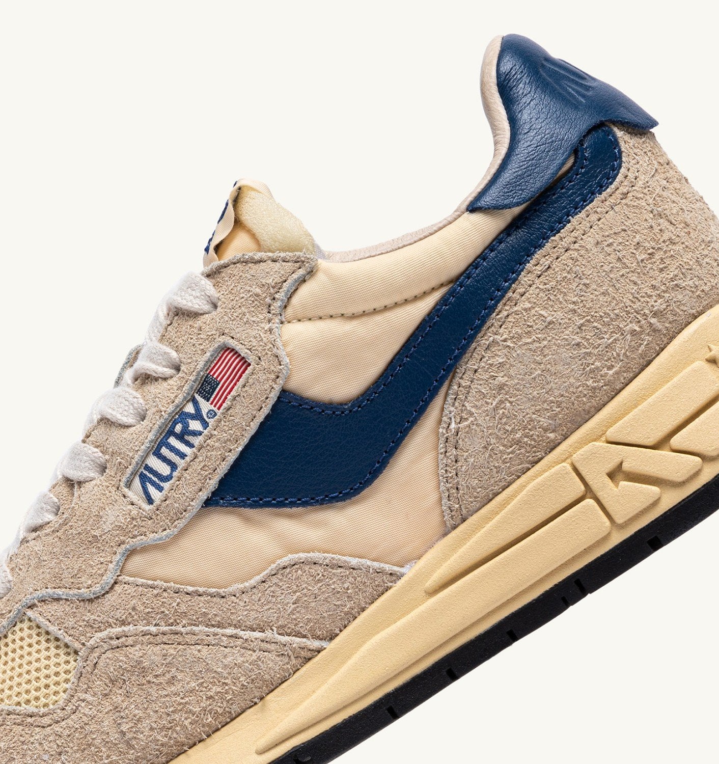SNEAKERS REELWIND LOW IN NYLON SUEDE E PELLE ECRU' E ENSIGN BLUE