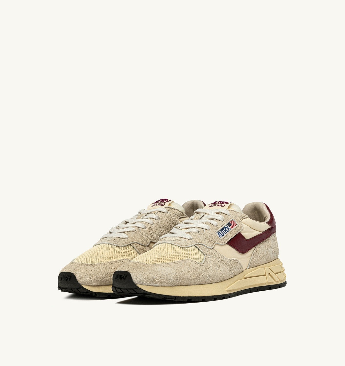 SNEAKERS REELWIND LOW IN NYLON SUEDE E PELLE ECRU' E RUBY WINE