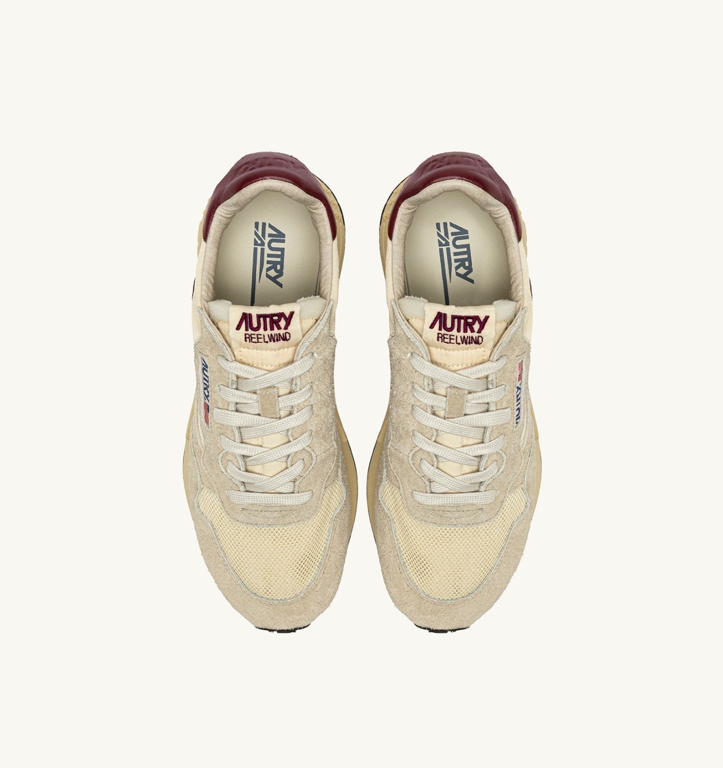 SNEAKERS REELWIND LOW IN NYLON SUEDE E PELLE ECRU' E RUBY WINE