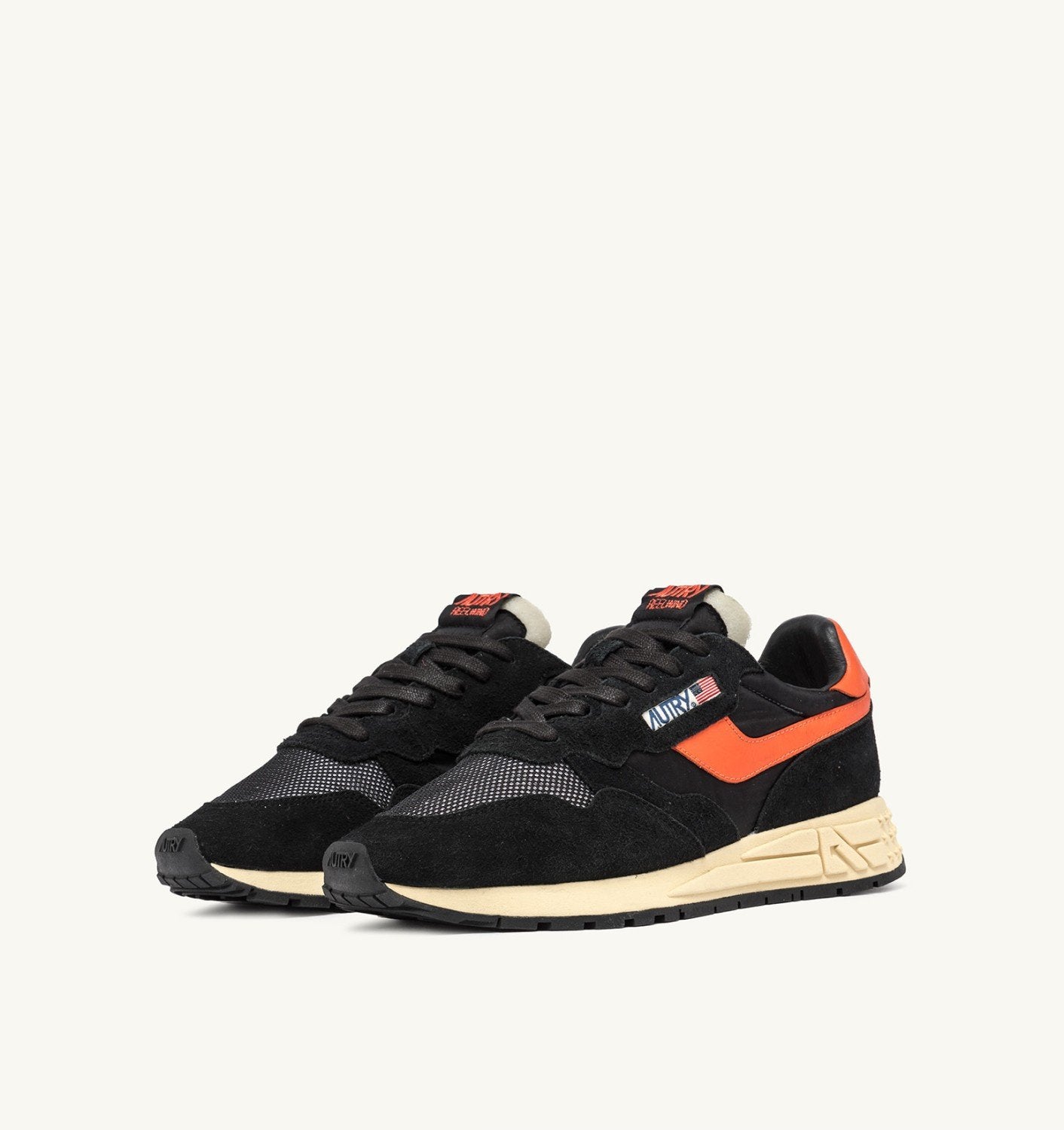 SNEAKERS REELWIND LOW IN SUEDE E NYLON COLORE NERO E ARANCIO