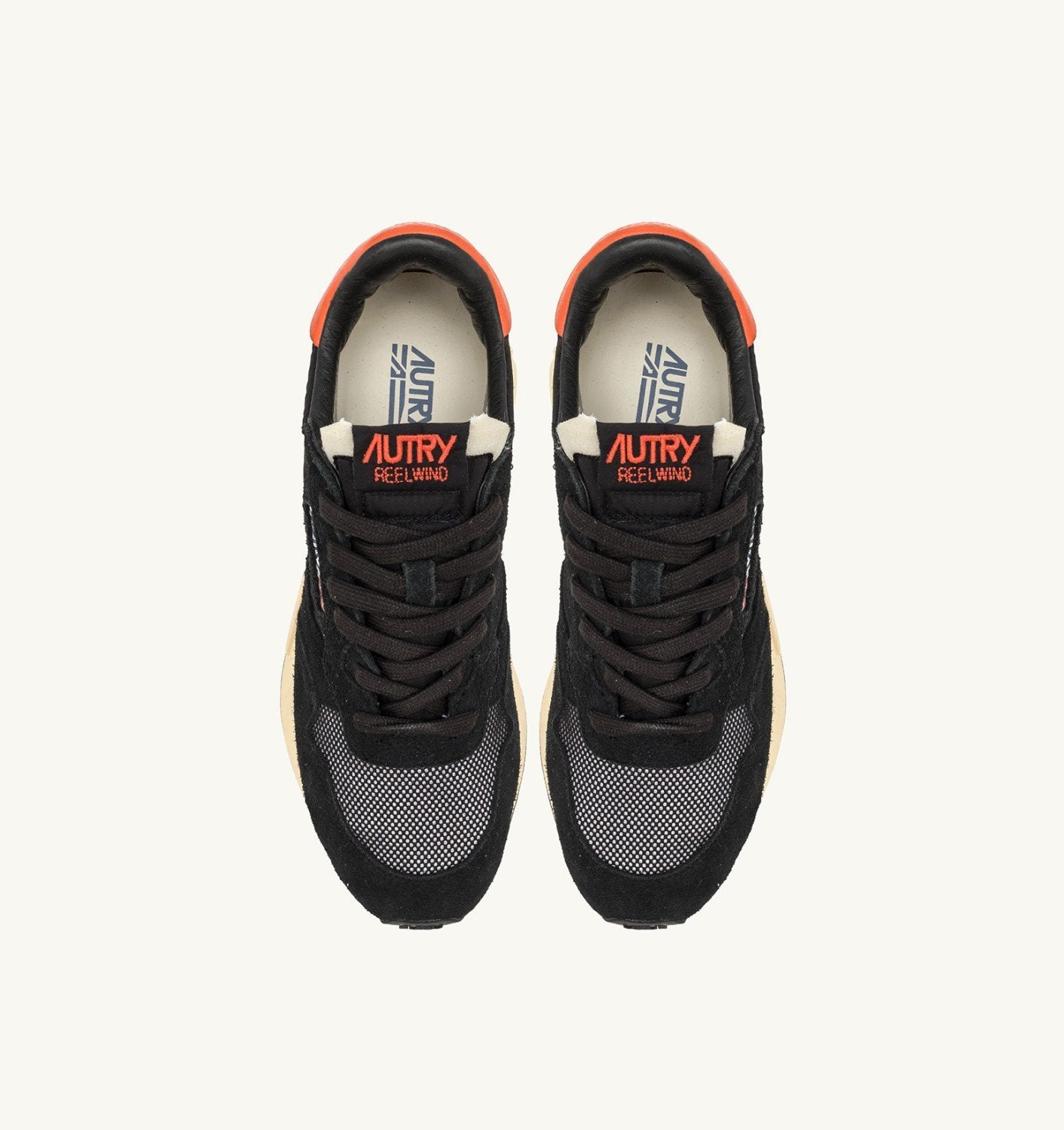 SNEAKERS REELWIND LOW IN SUEDE E NYLON COLORE NERO E ARANCIO
